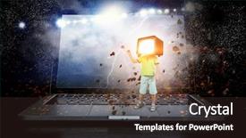  Presentation with children - Presentation design consisting of tv characters - tv addicted children mixed media background and a  colored foreground