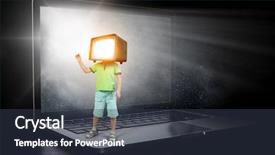  Presentation with children - Cool new PPT layouts with tv characters - tv addicted children mixed media backdrop and a  colored foreground