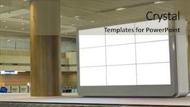  Presentation with advertising risk - Presentation consisting of tv station - blank advertising panel on airport background and a violet colored foreground