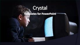  Presentation with television watching - Colorful PPT theme enhanced with tele - boy watching television with noise backdrop and a black colored foreground