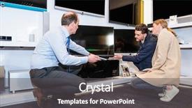  Presentation with flat - Beautiful theme featuring commercial television - mature assistant showing flat screen backdrop and a  colored foreground