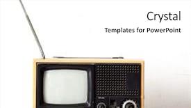  Presentation with blue white and yellow - Beautiful presentation featuring crt monitor - vintage yellow tv on white backdrop and a white colored foreground