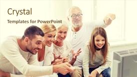  Presentation with generation - PPT theme with tv game - family happiness generation and people background and a cream colored foreground