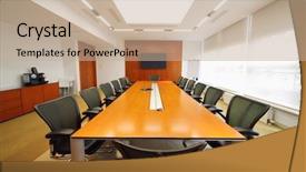  Presentation with meetings - Presentation design having tv in light room background and a coral colored foreground