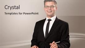  Presentation with live - PPT theme featuring tv journalism - televison presenter host in live background and a soft green colored foreground