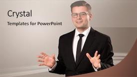  Presentation with presenter skills - Cool new presentation theme with tv journalism - televison presenter host in live backdrop and a soft green colored foreground