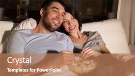  Presentation with family - PPT theme enhanced with tv junk food - people family and leisure concept background and a coral colored foreground