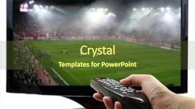  Presentation with remote - Audience pleasing slides consisting of tv monitors - tv screen with football match backdrop and a  colored foreground