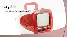  Presentation with television - Presentation theme having tv news banner - retro old television small plastic background and a sky blue colored foreground