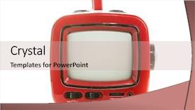  Presentation with television - Cool new presentation theme with tv news banner - retro old television small plastic backdrop and a coral colored foreground