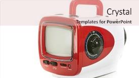  Presentation with retro television old vintage tv - Slides with tv news banner - retro old television small plastic background and a lemonade colored foreground