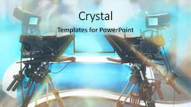  Presentation with studio lights - Beautiful theme featuring tv news studio with camera backdrop and a arctic colored foreground