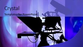  Presentation with camera - Beautiful theme featuring tv news studio with camera backdrop and a light blue colored foreground