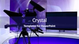  Presentation with news - Beautiful presentation featuring tv news studio with camera backdrop and a navy blue colored foreground