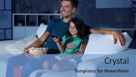  Presentation with daughter - PPT layouts with tv on sofa at night background and a light blue colored foreground