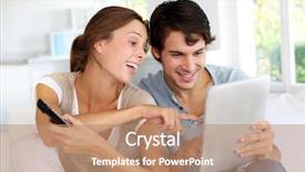  Presentation with pricing program - PPT theme consisting of tv programs - cheerful couple choosing tv program background and a coral colored foreground