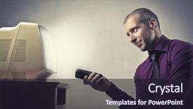  Presentation with man watching woman preparing vegetables - PPT layouts enhanced with tv programs - handsome man watching television background and a  colored foreground