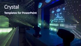  Presentation with green stage lights - Slides featuring tv programs - stage blue and green lights background and a navy blue colored foreground