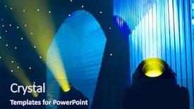  Presentation with shooting - PPT theme having tv programs - stage blue and yellow lights background and a navy blue colored foreground