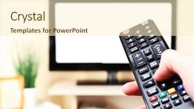  Presentation with controller - Audience pleasing slides consisting of tv programs - watching tv and using remote backdrop and a cream colored foreground