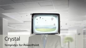  Presentation with head - Presentation theme enhanced with tv rating - man with tv instead background and a  colored foreground