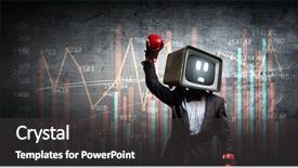  Presentation with head - Slides with tv rating - man with tv instead background and a  colored foreground