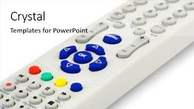  Presentation with remote - Slides featuring tv remote control isolated on white background background and a white colored foreground