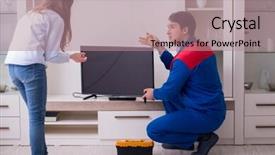  Presentation with home homeschooling - Slides enhanced with tv repair - tv repairman technician repairing tv background and a  colored foreground