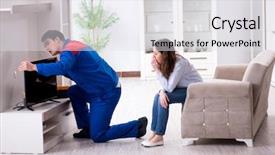  Presentation with home - Beautiful theme featuring tv repair - tv repairman technician repairing tv backdrop and a  colored foreground