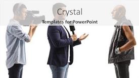  Presentation with punk - PPT theme having tv-reporter-and-a-cameraman background and a white colored foreground