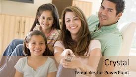  Presentation with living room family - Amazing presentation having tv screen - family in living room backdrop and a coral colored foreground