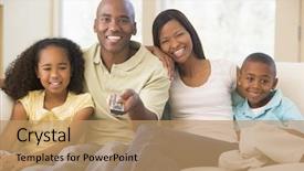  Presentation with family and home love concept - Amazing presentation theme having tv screen - family relaxing watching television backdrop and a coral colored foreground