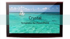  Presentation with flat earth on black - Colorful slide set enhanced with tv screen - idyllic caribbean scenery backdrop and a teal colored foreground