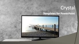  Presentation with rustic wood wooden frame - PPT layouts having tv screens - big wooden cupboard and tv background and a gray colored foreground