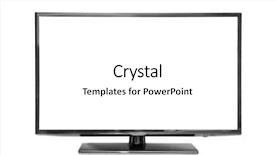  Presentation with ankle monitor - Colorful slide deck enhanced with tv screens - monitor isolated on white backdrop and a white colored foreground