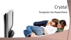  Presentation with leafes side - Beautiful PPT theme featuring tv series - couple watching tv - side backdrop and a white colored foreground