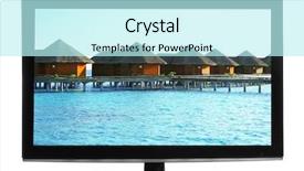  Presentation with modern - PPT theme consisting of tv set on white background background and a cool aqua colored foreground