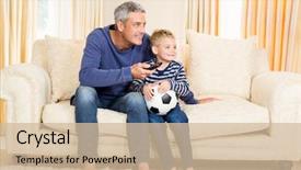  Presentation with catholic father son hoyly spirit - Colorful theme enhanced with tv station - father and son watching football backdrop and a  colored foreground