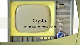  Presentation with television - Presentation design enhanced with tv station - screen of little retro plastic background and a mint green colored foreground