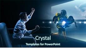  Presentation with american football - Slide deck featuring tv station - young man playing american football background and a navy blue colored foreground