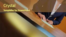  Presentation with news reporter - Beautiful presentation theme featuring tv studio for news - reporter backdrop and a tawny brown colored foreground