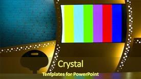  Presentation with news - PPT theme featuring tv studio for news background and a tawny brown colored foreground