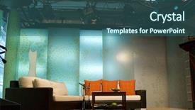  Presentation with shooting - Presentation theme enhanced with tv studio is prepared background and a ocean colored foreground