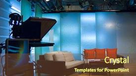  Presentation with shooting - Presentation theme consisting of tv studio is prepared background and a tawny brown colored foreground