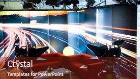  Presentation with shooting - PPT theme featuring tv studio is prepared background and a tawny brown colored foreground