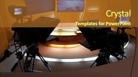  Presentation with studio lights - Cool new PPT theme with tv studio with camera backdrop and a tawny brown colored foreground
