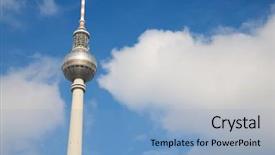  Presentation with tower - Colorful PPT theme enhanced with tv tower in berlin germany backdrop and a light blue colored foreground