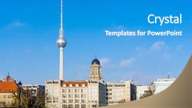  Presentation with radio tower - PPT theme featuring tv tower or fersehturm background and a teal colored foreground