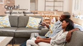  Presentation with television watching - Slide deck with tv viewing - couple sit on sofa background and a soft green colored foreground