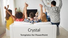  Presentation with happy holidays - PPT theme enhanced with tv viewing - friendship holidays and people concept background and a light gray colored foreground